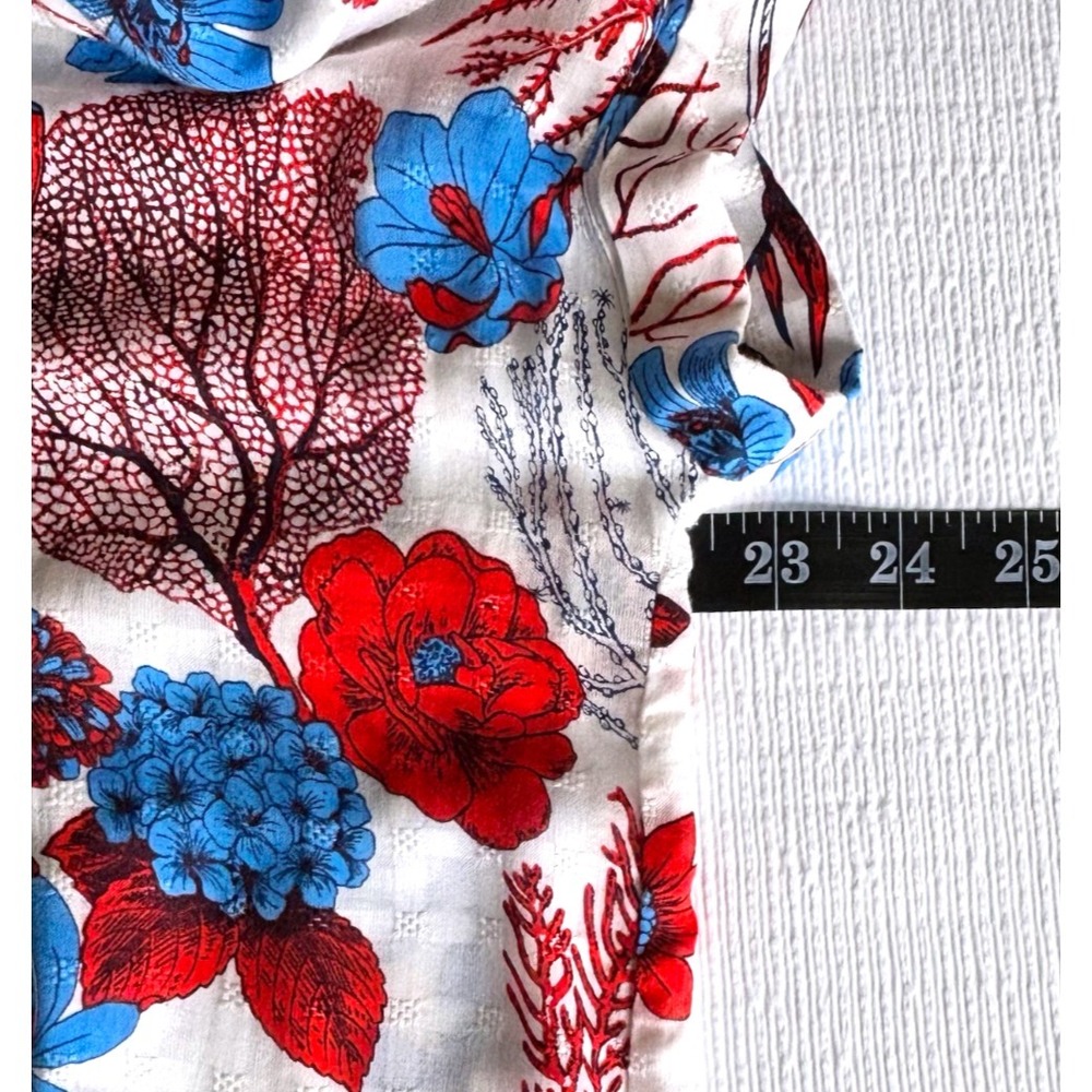 Jane Delancy Textured Floral Blouse L‎ Lightweight Coastal Chic Tropical Beach - Picture 6 of 7